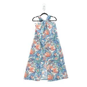 FAHERTY Women S Bay Twist Dress Floral Blue Halter Maxi Pockets Paradise Blossom